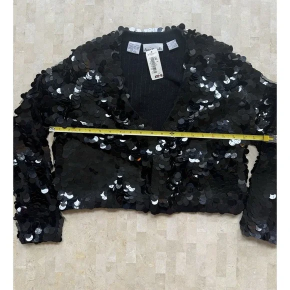 Vintage Anne Klein II Vintage Sequin Cocktail Dress Shrug Set Size SP NWT $700 - Picture 3 of 13